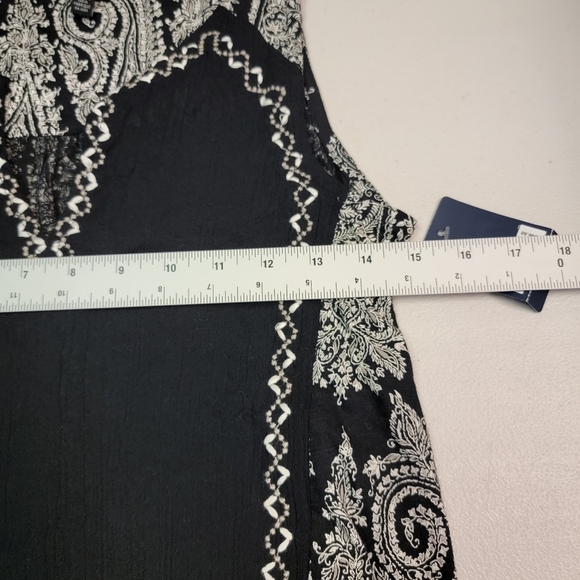 Lucky Brand Navy Blue Embroidered Boho Peasant Paisley Blouse Women's Size XS - Picture 6 of 7